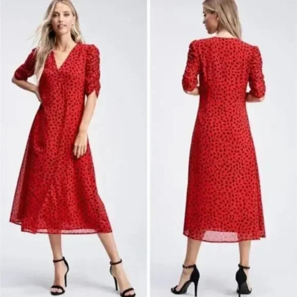 En Saison ANIMAL PRINT OVERLAP midi DRESS (sz M) 354